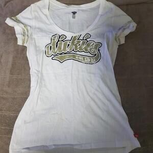 Dickies Women's White and Multi Tshirt